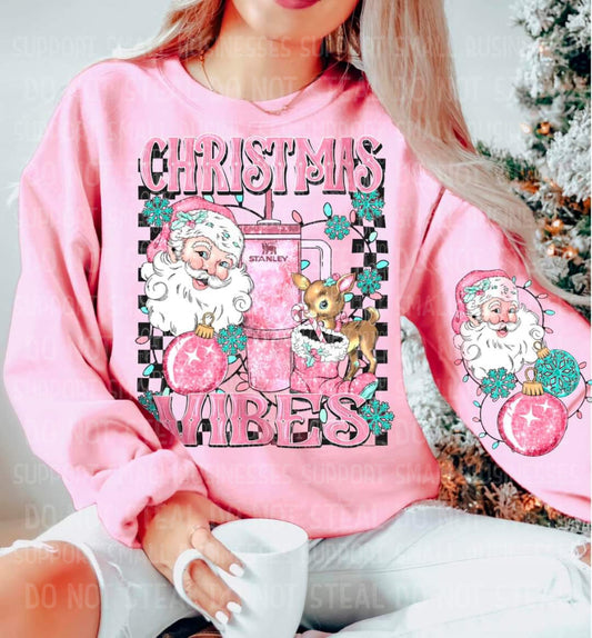 Christmas Vibes Pink Shirts