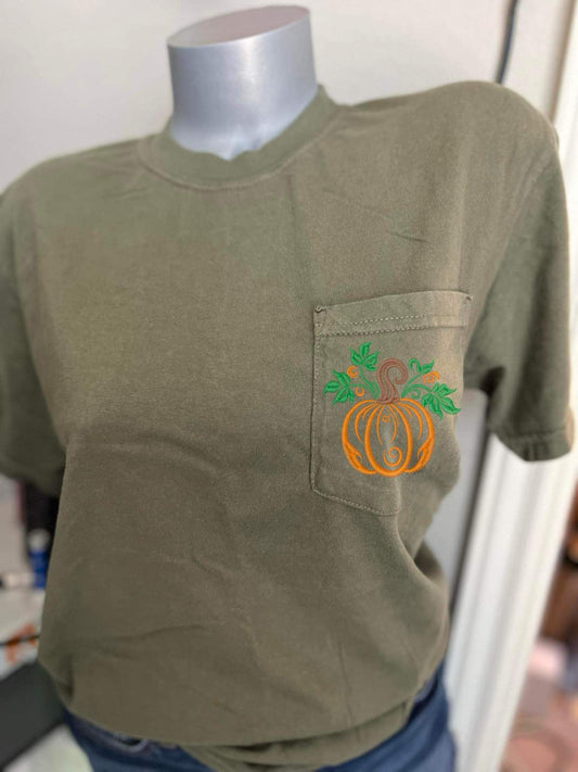 Detailed Pumpkin Pocket Embroidered