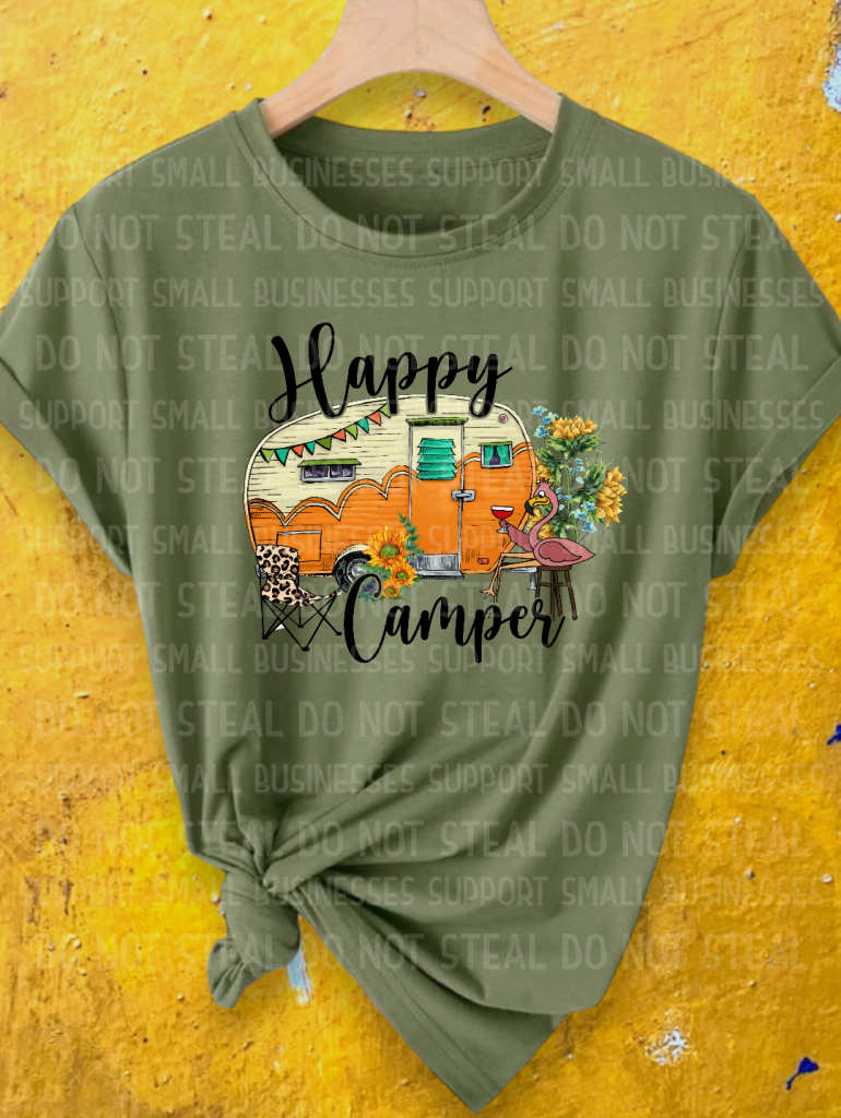 Happy Camper Flamingo Shirts